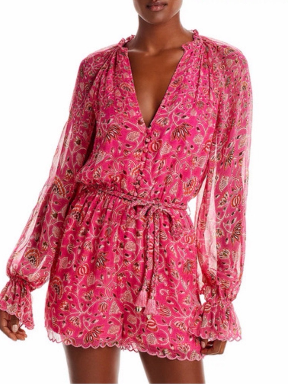HEMANT & NANDITA Pink Floral Long-Sleeve Romper